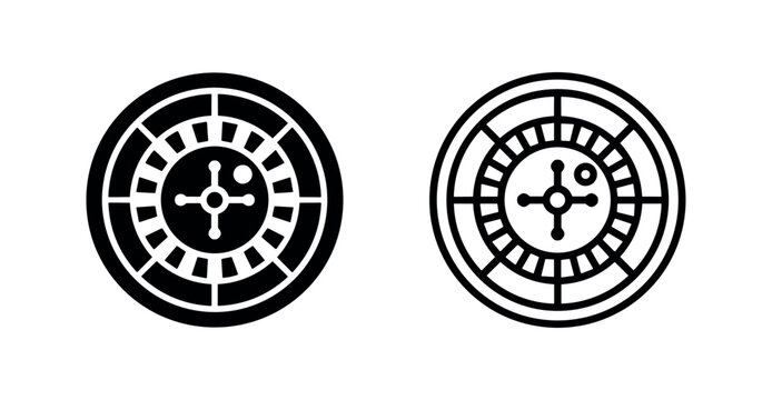 Casino roulette wheel icon set
