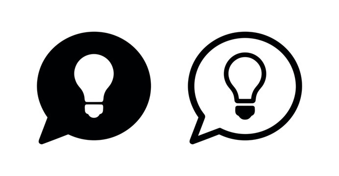 Light bulb idea speech bubble icons