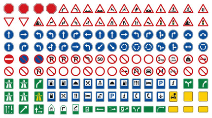 Large collection of international road signs and traffic symbols © Kiki
