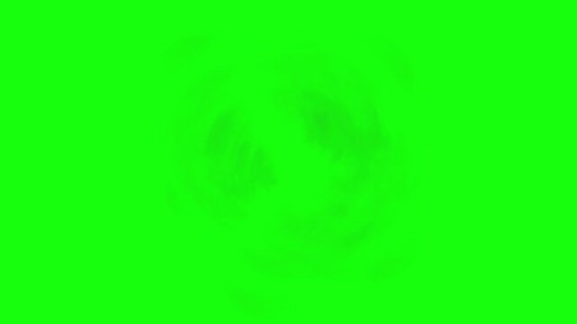 Expanding puff of white smoke isolated on green screen background chroma key overlay effect vapor