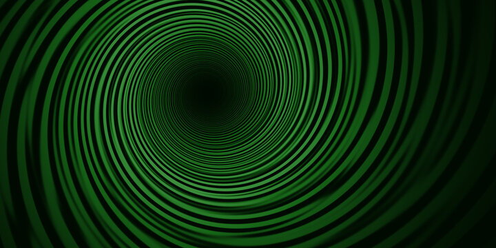Abstract green spiral tunnel background moving towards an unknown future