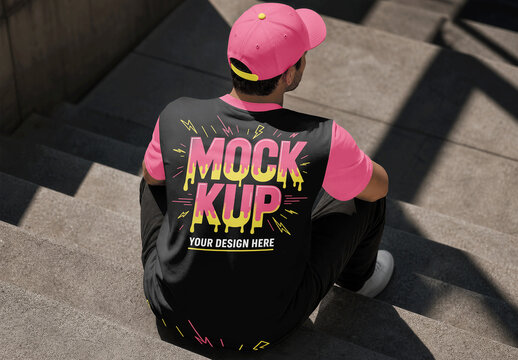 T Shirt Concrete Stairs Mockup