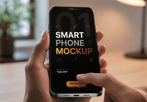Smartphone Desk Lamp Mockup