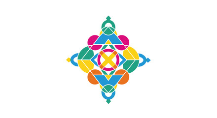 Obraz premium Vibrant Abstract Geometric Mandala Pattern Logo Design.