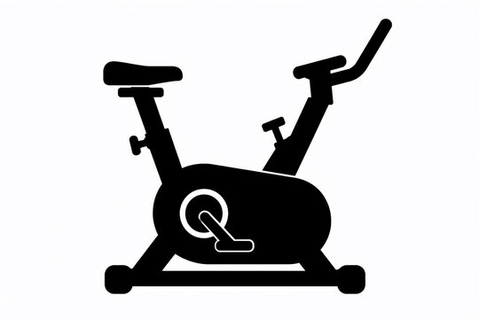 Stationary Exercise Bike Silhouette Isolated on White Background