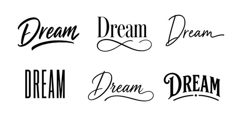 Collection of six different artistic typography styles for the word Dream © Compositor 