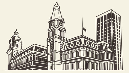 Obraz premium Philadelphia city hall and urban skyline landmarks