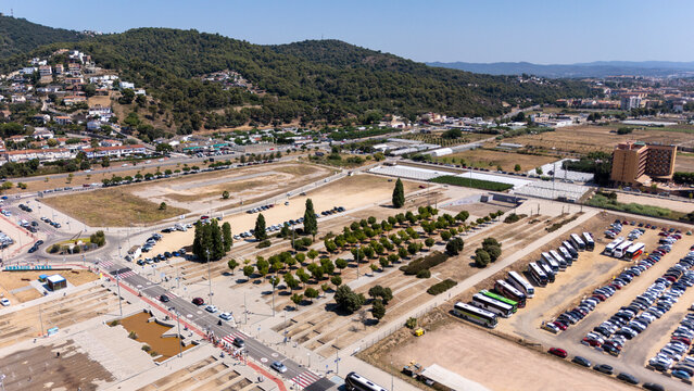 Aerial View of Malgrat de Mar Spain with Hills and Urban Landscape
