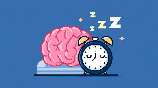 Brain health and sleep hygiene are vital for your mind and body. An alarm clock on a blue background highlights good sleep habits.