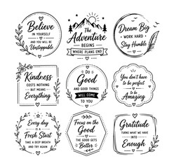 Obraz premium Collection of motivational hand-drawn lettering quotes and phrases for inspiration