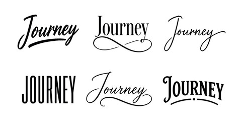 Collection of diverse "Journey" typography designs in various artistic styles © UnIcons