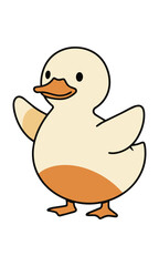 Fototapeta premium Minimalist cute duckling standing with a plump body and small wing in soft cream and muted orange colors isolated on white, simple animal design concept