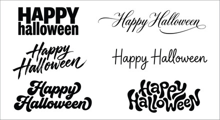 Various halloween typography designs in black lettering against a white background fonts text calligraphy script © vectors home