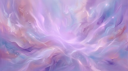 Obraz premium Dreamy Abstract Pastel Background with Soft Lavender and Purple Fluid Brush Strokes and Sparkles