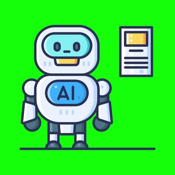 Artificial intelligence animated icons with chroma key background.