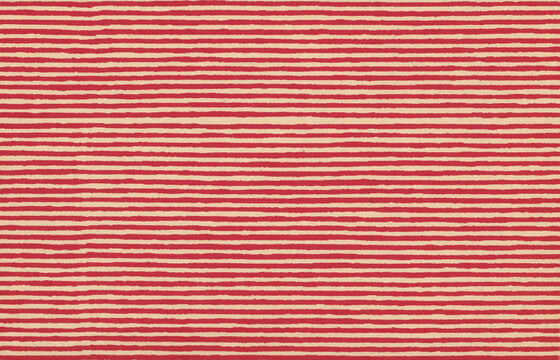 Vintage background texture with hand-drawn style red horizontal stripes on aged beige paper. Retro patterned paper design.