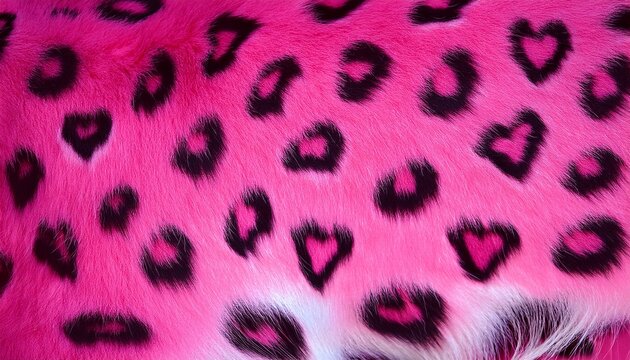 pink leopard fur texture with heart pattern