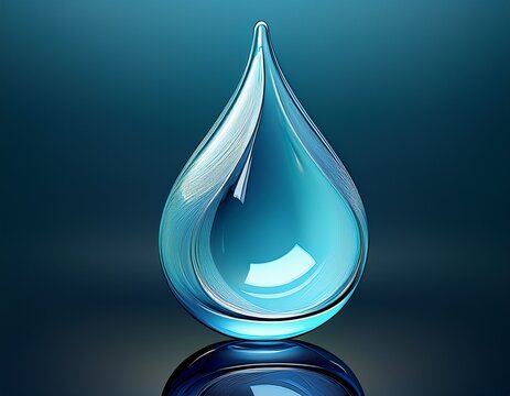 a vibrant stylized teardrop shaped water droplet displaying a gradient of light blue hues