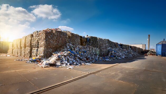 shredded plastic garbage at waste recycling factory