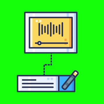 Artificial intelligence animated icons with chroma key background.