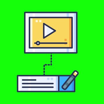 Artificial intelligence animated icons with chroma key background.