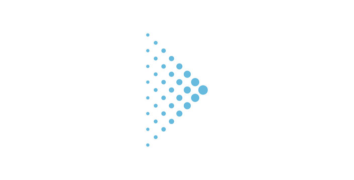 Blue Halftone Dotted Arrow Pointing Right Isolated On Transparent Background