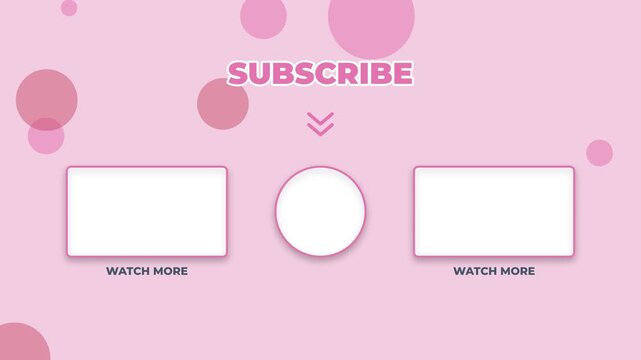 Pink youtube end screen with subscribe button and frames