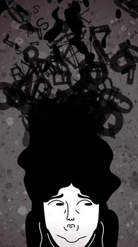 woman with dyslexia surrounded by floating letters