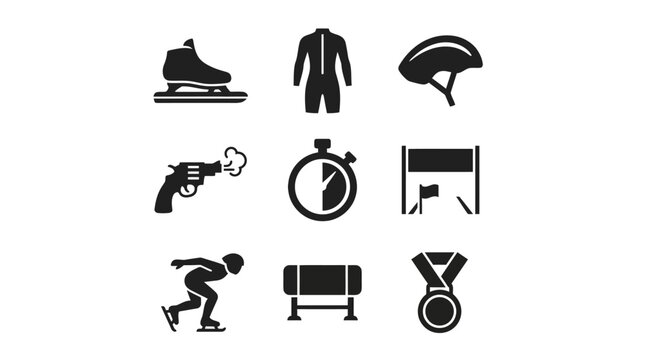 Speed skating and competitive winter sports icons.