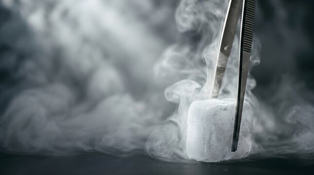 Dry ice sublimates tweezers modern new beautiful creative professional high quality clean clear