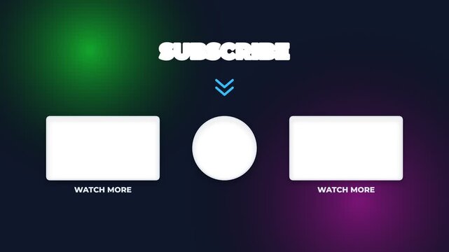 Youtube end screen template with subscribe and watch more