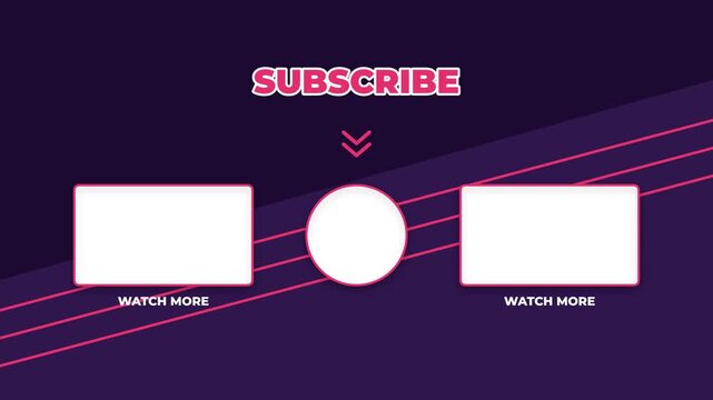 Youtube end screen template with subscribe and watch more