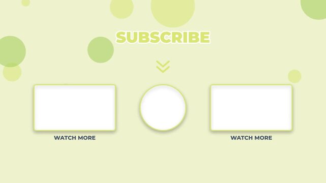 Youtube end screen template with subscribe and watch more