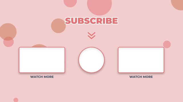 Youtube end screen template with subscribe button and frames