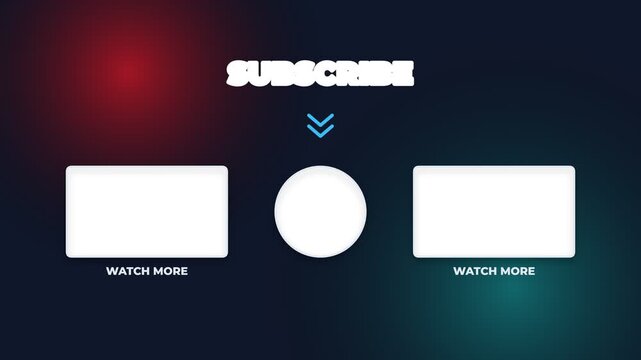 Youtube end screen template with subscribe and watch more