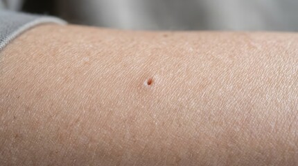 Fototapeta premium A close-up shot of a mole on human skin, showing the texture and detail of the epidermis