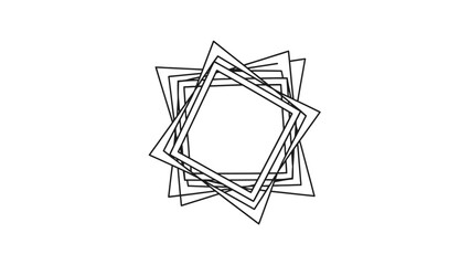 A visually striking abstract geometric design featuring a cluster of overlapping squares arranged in a star-like pattern against a white background. © Bejo