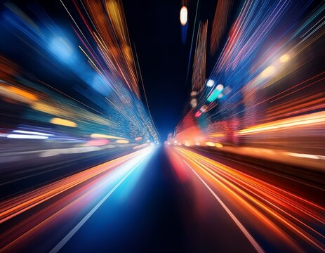 a vibrant display of blurred colorful lights against a dark background creates an abstract and dynamic visual effect