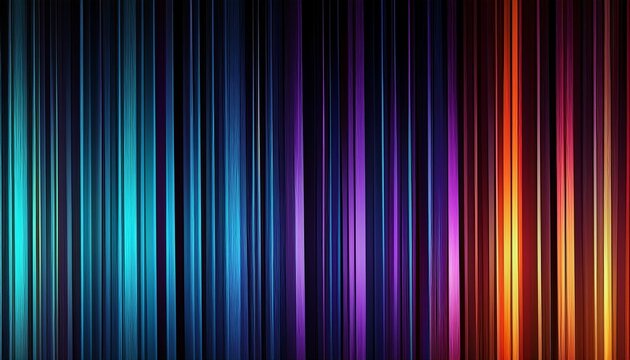 vertical light streaks with a color gradient transition from purple and orange to black and cyan abstract linear background pattern