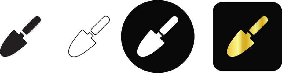 Garden trowel hand shovel icon set for soil digging and flower planting © Nusrat