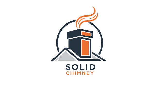 Solid Chimney logo with house and smoke.