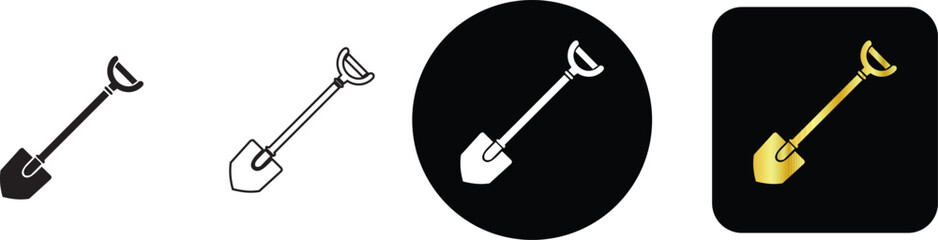 Gardening shovel tool icon set for digging soil and farming layout © Nusrat