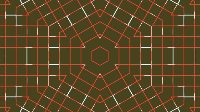 Dynamic Abstract Geometric Grid Pattern Pulsing with Orange and White Lines