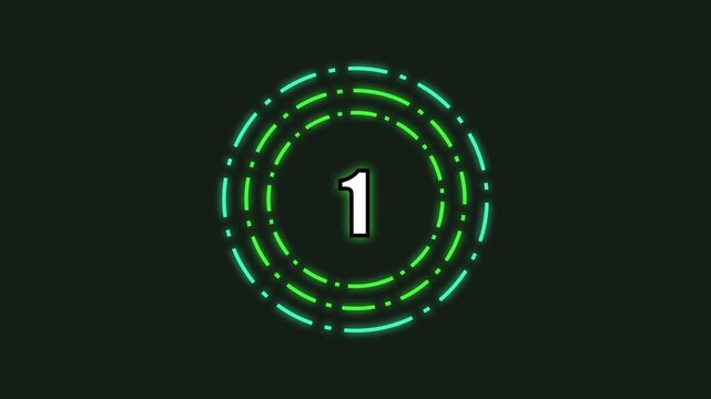 Neon green circular countdown timer with glowing numbers