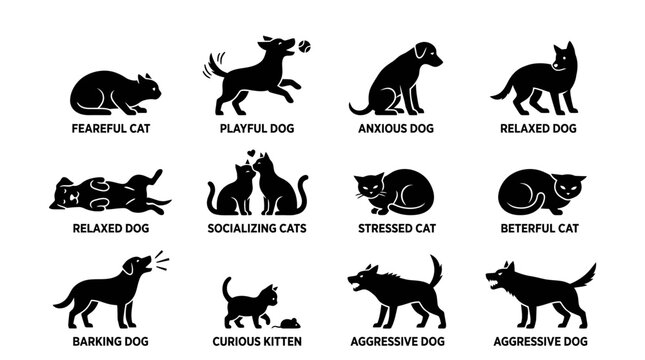 Dogs and Cats in Various Emotions.