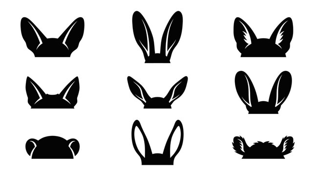 Black silhouettes of various animal ears.