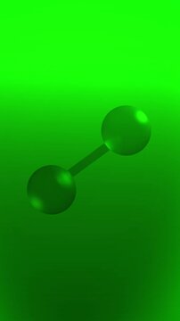 A Chlorine Molecule Spinning on Green Cinematic Background - Vertical