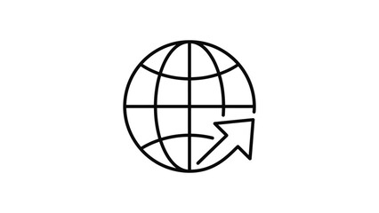 Obraz premium Minimalist outline icon of a globe with an arrow pointing out.