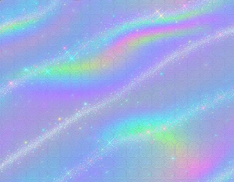 虹色に輝くホログラムの輝きと繊細なパターン：幻想的でドリーミーな背景　Iridescent Holographic Glow and Delicate Pattern: Dreamy and Fantastical Background