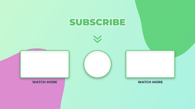 YouTube end screen template with subscribe and watch more